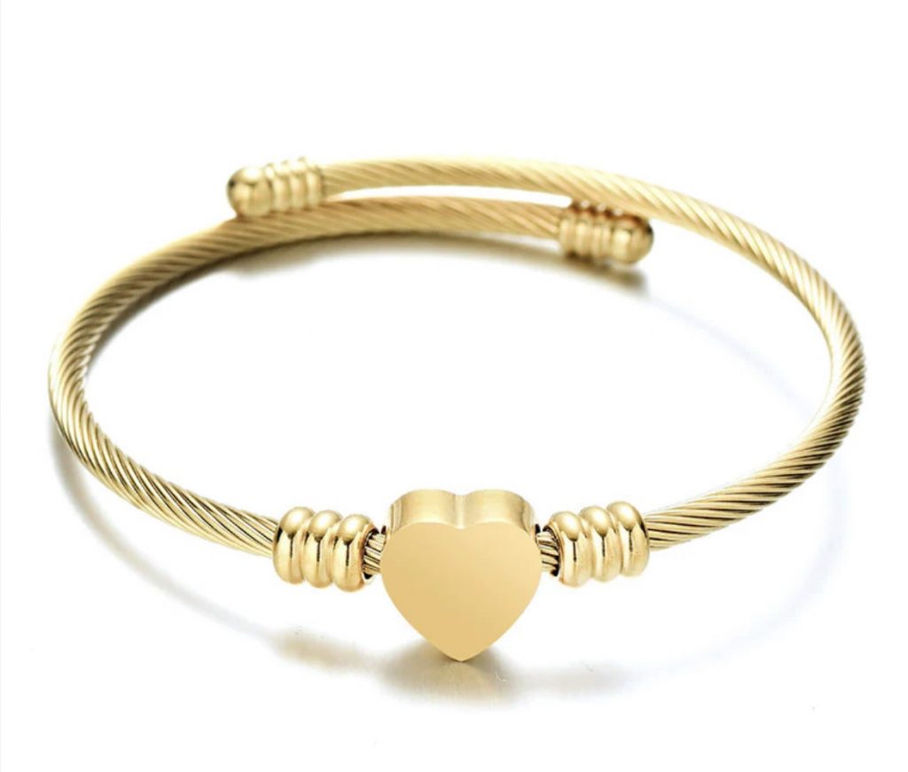 Single Heart Charm Bangle